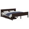 vidaXL Cama com 2 gavetas 200x200 cm pinho maci&ccedil;o castanho-escuro
