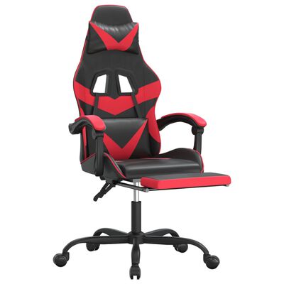 vidaXL Cadeira gaming giratória c/ apoio couro artific. preto/vermelho