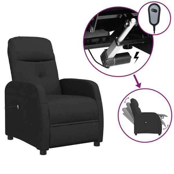 vidaXL Poltrona el&eacute;trica reclin&aacute;vel tecido preto