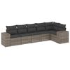 vidaXL 6 pcs conjunto sof&aacute;s de jardim com almofad&otilde;es vime cinzento