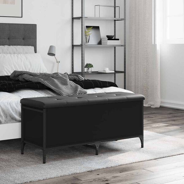 vidaXL Banco de arruma&ccedil;&atilde;o 102x42x45 cm derivados de madeira preto