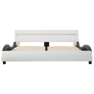 vidaXL Estrutura cama c\ LED 160x200cm couro artificial branco e preto