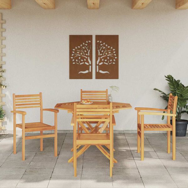 vidaXL Cadeira 4 pcs Castanho 56 x 55 x 90.5 cm Madeira de Teca S&oacute;lida