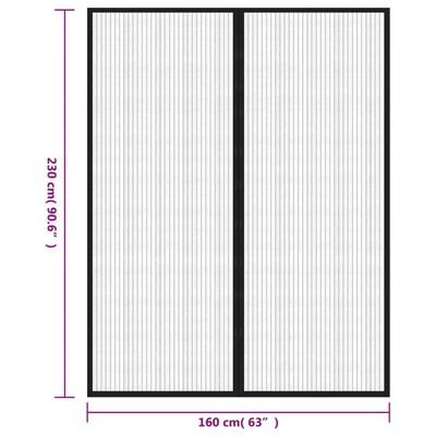 vidaXL Cortinas de porta anti-insetos magnéticas 2 pcs 230x160cm preto