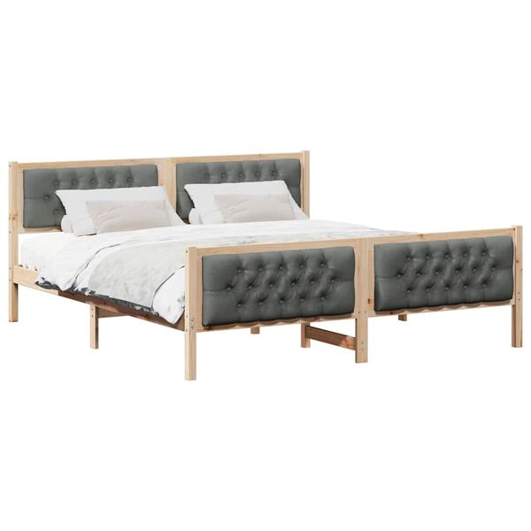 vidaXL Estrutura da Cama com cabeceira Cinza Escuro 160 x 200 cm