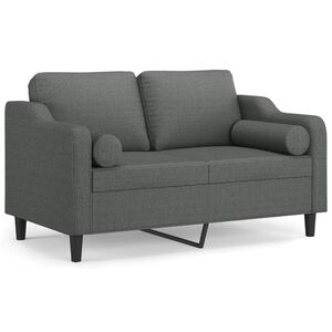 vidaXL Sof&aacute; 2 lugares +almofadas decorativas 120cm tecido cinza-escuro