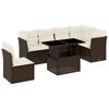vidaXL 7 pcs conjunto de sof&aacute;s jardim c/ almofad&otilde;es vime PE castanho