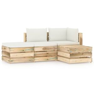 vidaXL 4 pcs conj. lounge jardim c/ almofad&otilde;es madeira impreg. verde