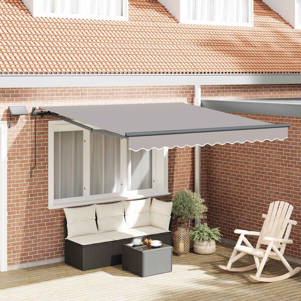 vidaXL Toldo Retr&aacute;til Manual Cinzento-claro 300 x 250 cm tecido