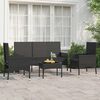 vidaXL 4 pcs conjunto lounge de jardim c/ almofad&otilde;es vime PE preto