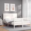 vidaXL Estrutura de cama com cabeceira 140x200cm madeira maci&ccedil;a branco