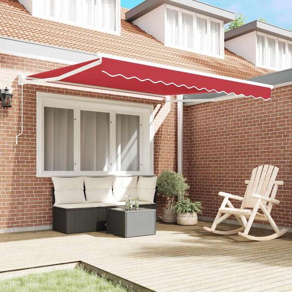 vidaXL Toldo Retr&aacute;til Vermelho 300x250 cm tecido
