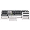 vidaXL 7 pcs conj. lounge de jardim c/ almofad&otilde;es pinho maci&ccedil;o branco