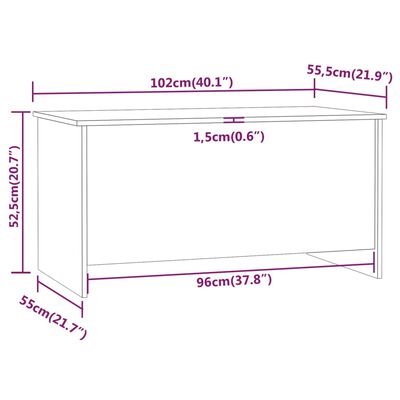 vidaXL Mesa de centro 102x55,5x52,5 cm madeira processada branco