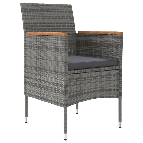 vidaXL 7 pcs conjunto de jantar p/ jardim c/ almofad&otilde;es cinza e preto