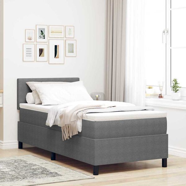 vidaXL Cama Box Manual Cinza Claro e Branco 203 x 80 x 88 cm