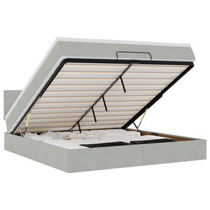 vidaXL Estrutura de cama otomana com colch&atilde;o 180x200 cm cinzento claro