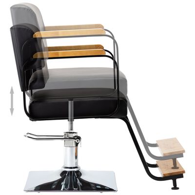 vidaXL Cadeira de barbeiro profissional couro artificial preto