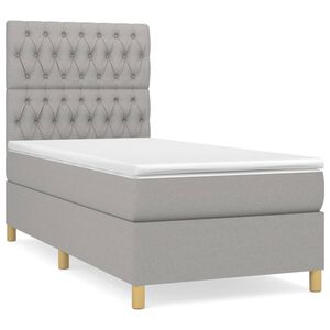 vidaXL Cama com molas/colch&atilde;o 90x200 cm tecido cinza-claro
