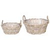 vidaXL Cesta de Plantador 2 unid. Cinza Natural Rattan Kubu