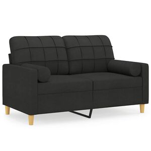 vidaXL Sof&aacute; 2 lugares + almofadas decorativas 120 cm tecido preto
