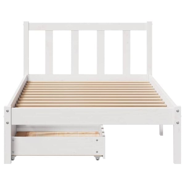 vidaXL Cama sem colchão 75x190 cm madeira de pinho maciça branco