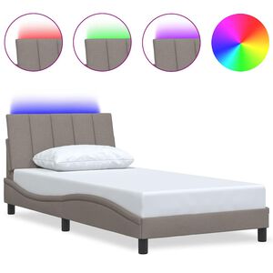 vidaXL Estrutura de cama sem colch&atilde;o Hanko 100x200 cm tecido cinza-acastanhado