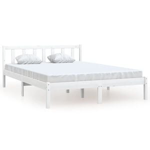 vidaXL Estrutura de cama king 150x200 cm pinho maci&ccedil;o branco