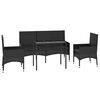 vidaXL 4 pcs conjunto lounge de jardim c/ almofad&otilde;es vime PE preto