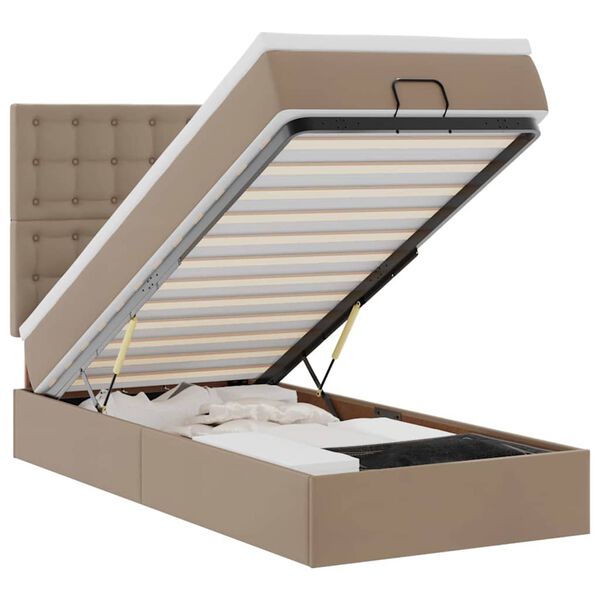 vidaXL Cama otomana com colch&atilde;o 90x190 cm couro artificial cappucino