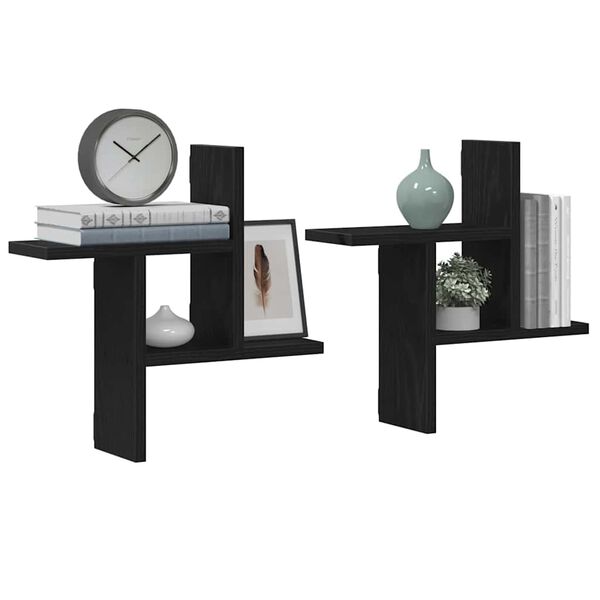 vidaXL Prateleiras de parede 2 pcs derivados madeira carvalho preto