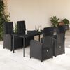 vidaXL 5 pcs conjunto de jantar p/ jardim c/ almofad&otilde;es vime PE preto