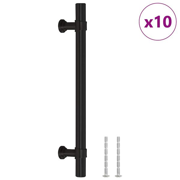 vidaXL Puxadores para m&oacute;veis 10 pcs 128 mm a&ccedil;o inoxid&aacute;vel preto