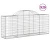 vidaXL Cestos gabi&atilde;o arqueados 20pcs 200x50x80/100cm ferro galvanizado