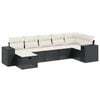 vidaXL 7 pcs conjunto de sof&aacute;s p/ jardim c/ almofad&otilde;es vime PE preto