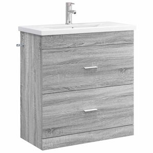 vidaXL Conjunto de M&oacute;veis para Banheiro Sonoma cinzento