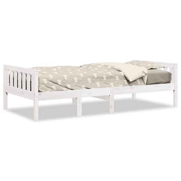 vidaXL Cama de crian&ccedil;a sem colch&atilde;o 75x190 cm pinho maci&ccedil;o branco