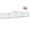 vidaXL Cestos gabi&atilde;o arqueados 6 pcs 300x30x40/60 cm ferro galvanizado
