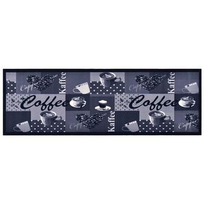 vidaXL Tapete de cozinha lav&aacute;vel com design caf&eacute; 45x150 cm azul