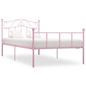 vidaXL Estrutura de cama 90x200 cm metal rosa