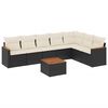 vidaXL 8 pcs conjunto sof&aacute;s de jardim com almofad&otilde;es vime PE preto