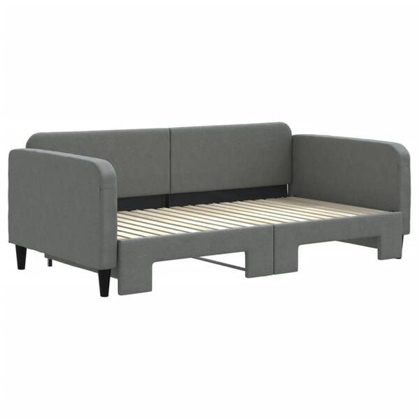 vidaXL Sof&aacute;-cama com gavet&atilde;o 90x190 cm tecido cinzento-escuro