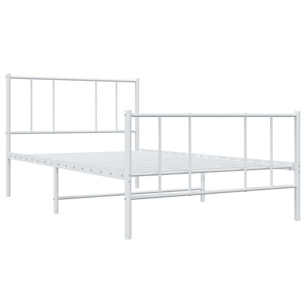 vidaXL Estrutura de cama com cabeceira e p&eacute;s 107x203 cm metal branco