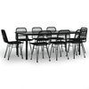 vidaXL 9 pcs conjunto de jantar para jardim vime PE preto