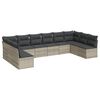 vidaXL 10 pcs conj. sof&aacute;s jardim com almofad&otilde;es vime PE cinzento-claro