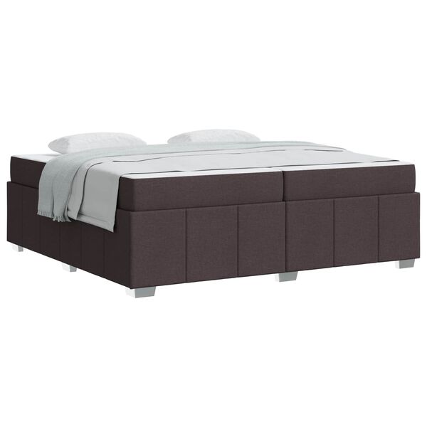 vidaXL Estrutura da Cama com colch&atilde;o Marrom Escuro 200 x 200 cm tecido
