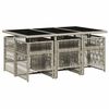 vidaXL 7 pcs conj. jantar p/ jardim c/ almofad&otilde;es vime PE cinza-claro