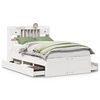 vidaXL Cama com estante sem colch&atilde;o 135x190 cm pinho maci&ccedil;o branco