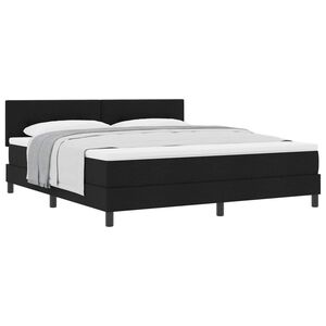 vidaXL Cama Box com colch&atilde;o com cabeceira Preto 180 x 200 cm tecido