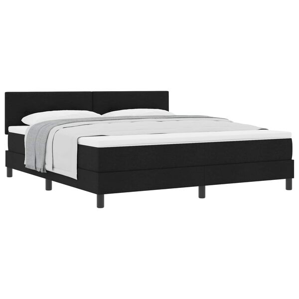vidaXL Cama Box com colch&atilde;o com cabeceira Preto 180 x 200 cm tecido